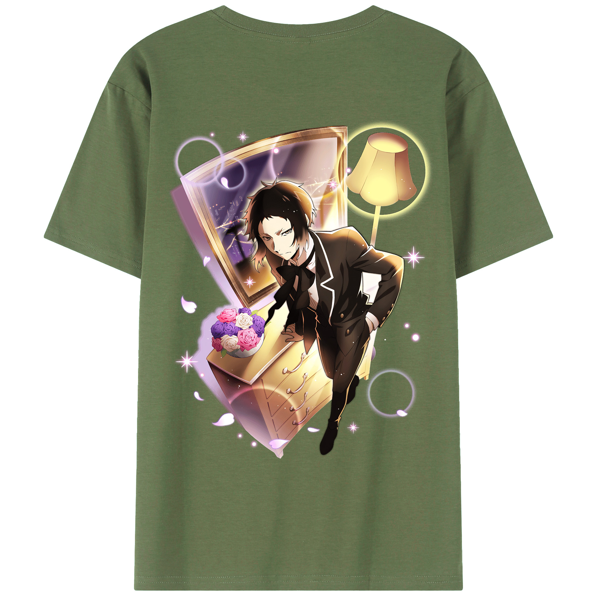 （画像用） 文豪ストレイドッグス Bungo Stray Dogs 綿100％ メンズ半袖Tシャツ（バックプリント） 通気性
